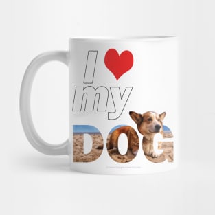 I love (heart) my dog - Corgi oil painting wordart Mug